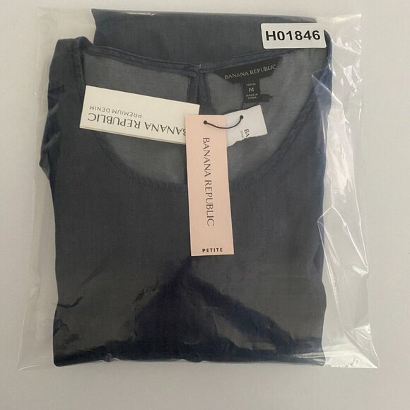 Banana Republic Blue Chambray Cold Shoulder Top Size M Petite Short Sleeve - Picture 10 of 10